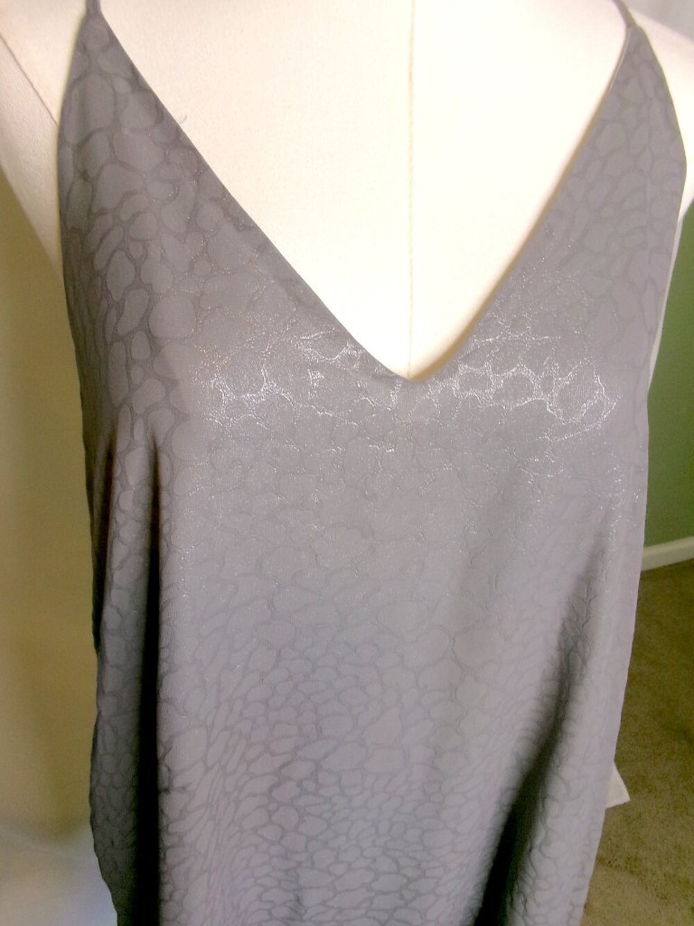 Krisa Gray Shimmer Swing Dress Open Back Halter Mini Size M